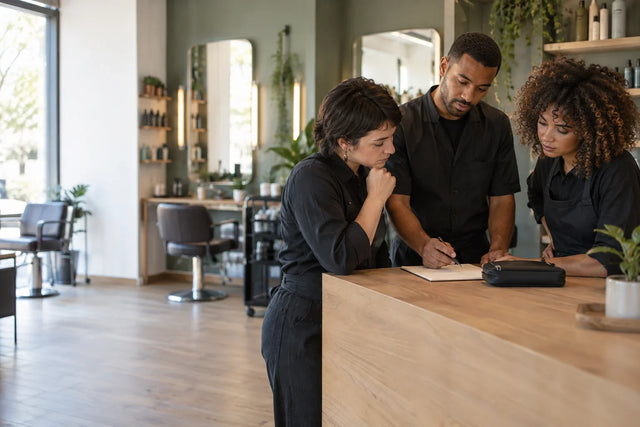Une équipe de salon fait le point sur ses ciseaux.