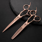 Ensemble de Ciseaux Or Rose Juntetsu VG10 Pro — Coupe & Effilage - vue d'angle