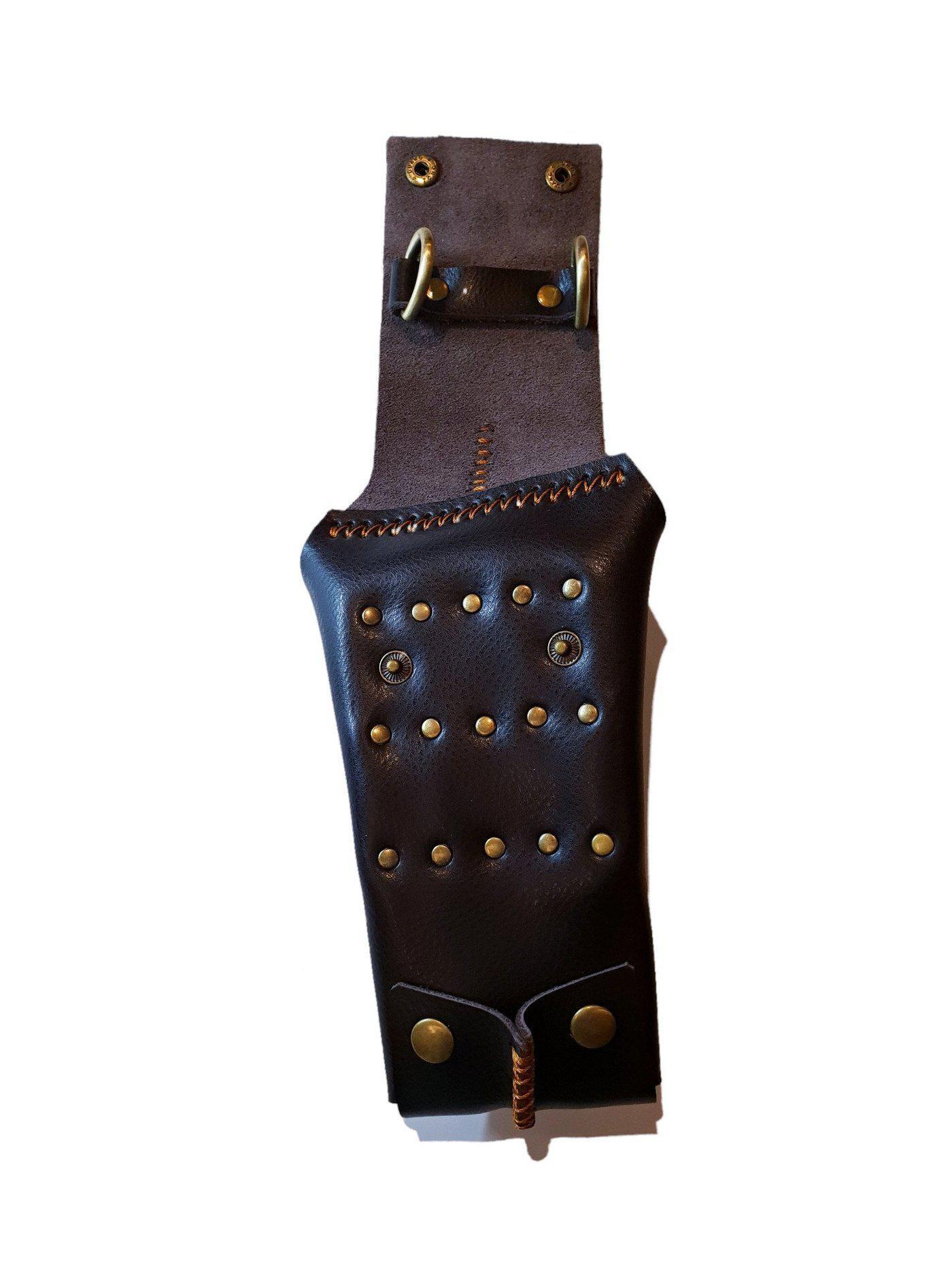Etui en cuir marron Dusk pour quatre paires de ciseaux de coiffure