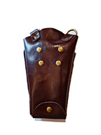 Etui-ceinture en cuir marron elegant pour cinq paires de ciseaux