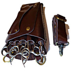 Etui-ceinture en cuir marron elegant pour cinq paires de ciseaux