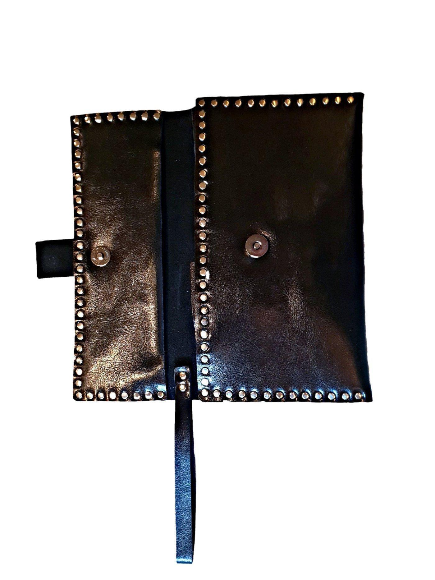 Pochette en cuir noir Tetsu pour quatre paires de ciseaux