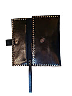 Pochette en cuir noir Tetsu pour quatre paires de ciseaux