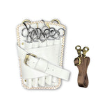 Holster Artisan à Ciseaux en Cuir Blanc Juntetsu — 5 Poches