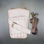 Holster Artisan à Ciseaux en Cuir Blanc Juntetsu — 5 Poches