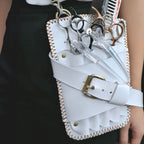 Holster Artisan à Ciseaux en Cuir Blanc Juntetsu — 5 Poches