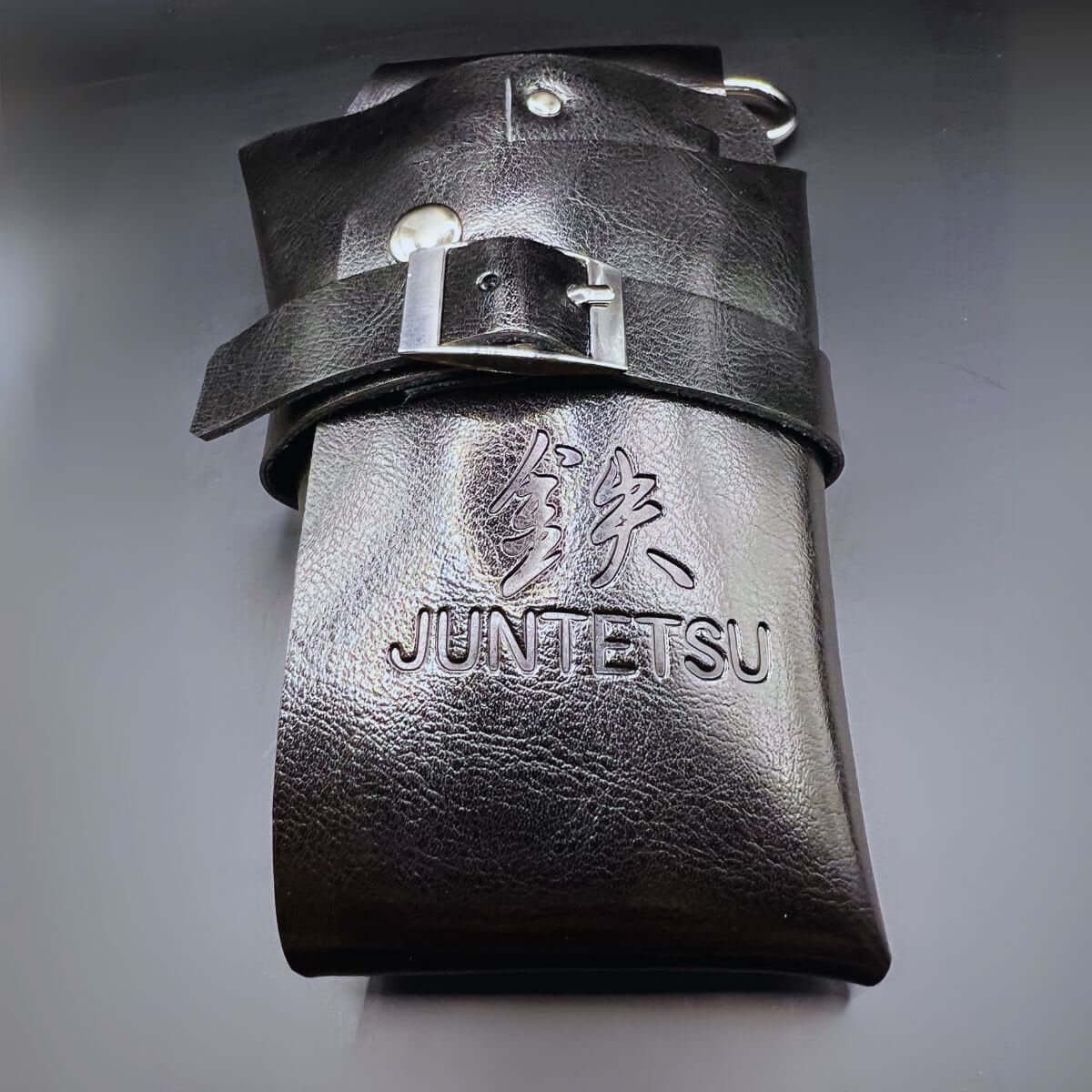 Holster Ceinture à Ciseaux en Cuir Noir Juntetsu — 5 Poches