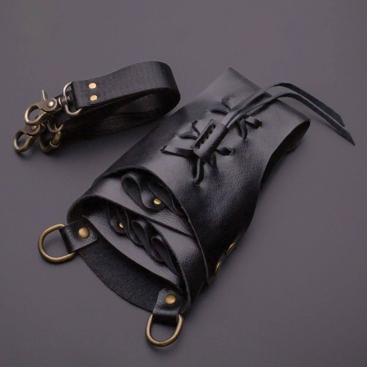 Holster à Ciseaux en Cuir Lacé Juntetsu — 6 Poches