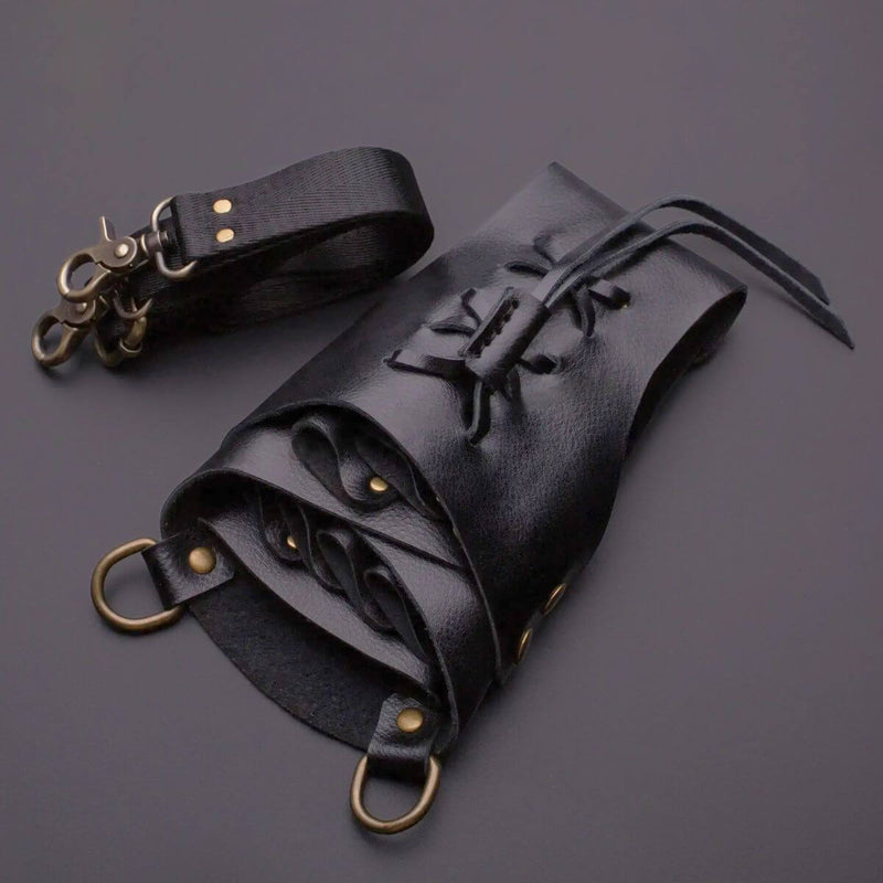 Holster à Ciseaux en Cuir Lacé Juntetsu — 6 Poches #dark