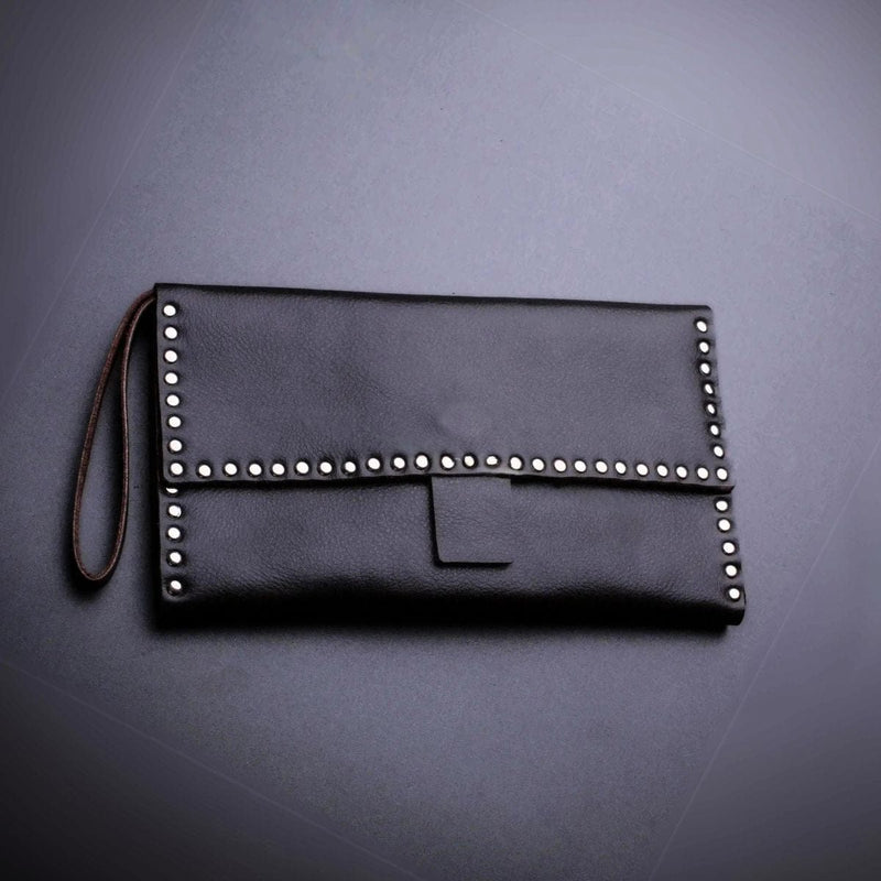 Pochette Heritage Cloutée à Ciseaux en Cuir Juntetsu — 4 Poches #dark
