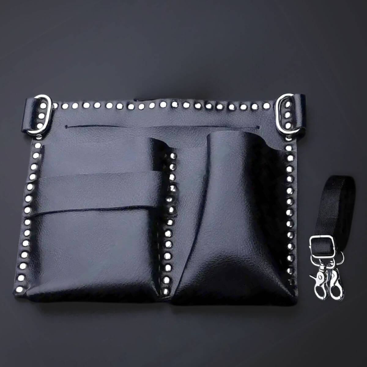 Holster Plat Kuro à Ciseaux en Cuir Noir Juntetsu — 4 Poches
