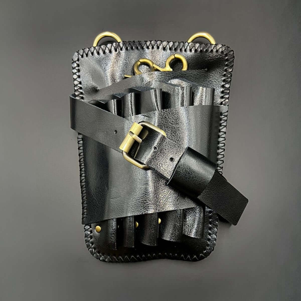 Holster Ceinture Shadow à Ciseaux en Cuir Noir Juntetsu — 5 Poches