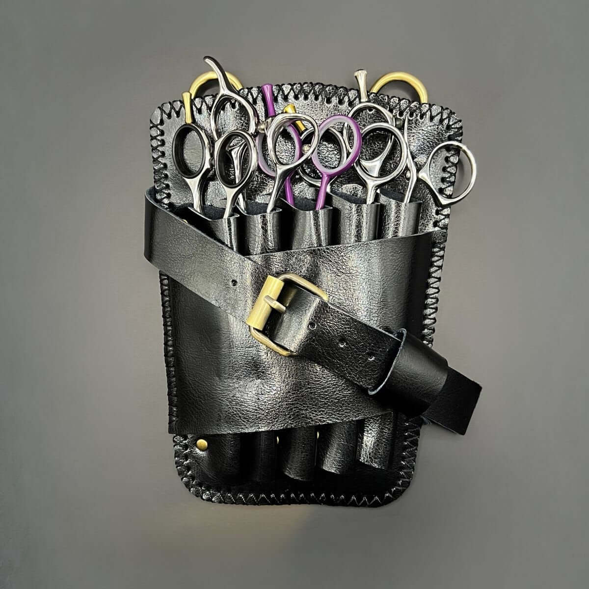 Holster Ceinture Shadow à Ciseaux en Cuir Noir Juntetsu — 5 Poches