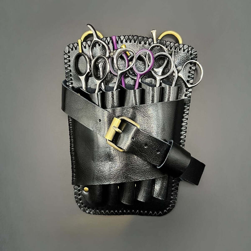 Holster Ceinture Shadow à Ciseaux en Cuir Noir Juntetsu — 5 Poches #dark