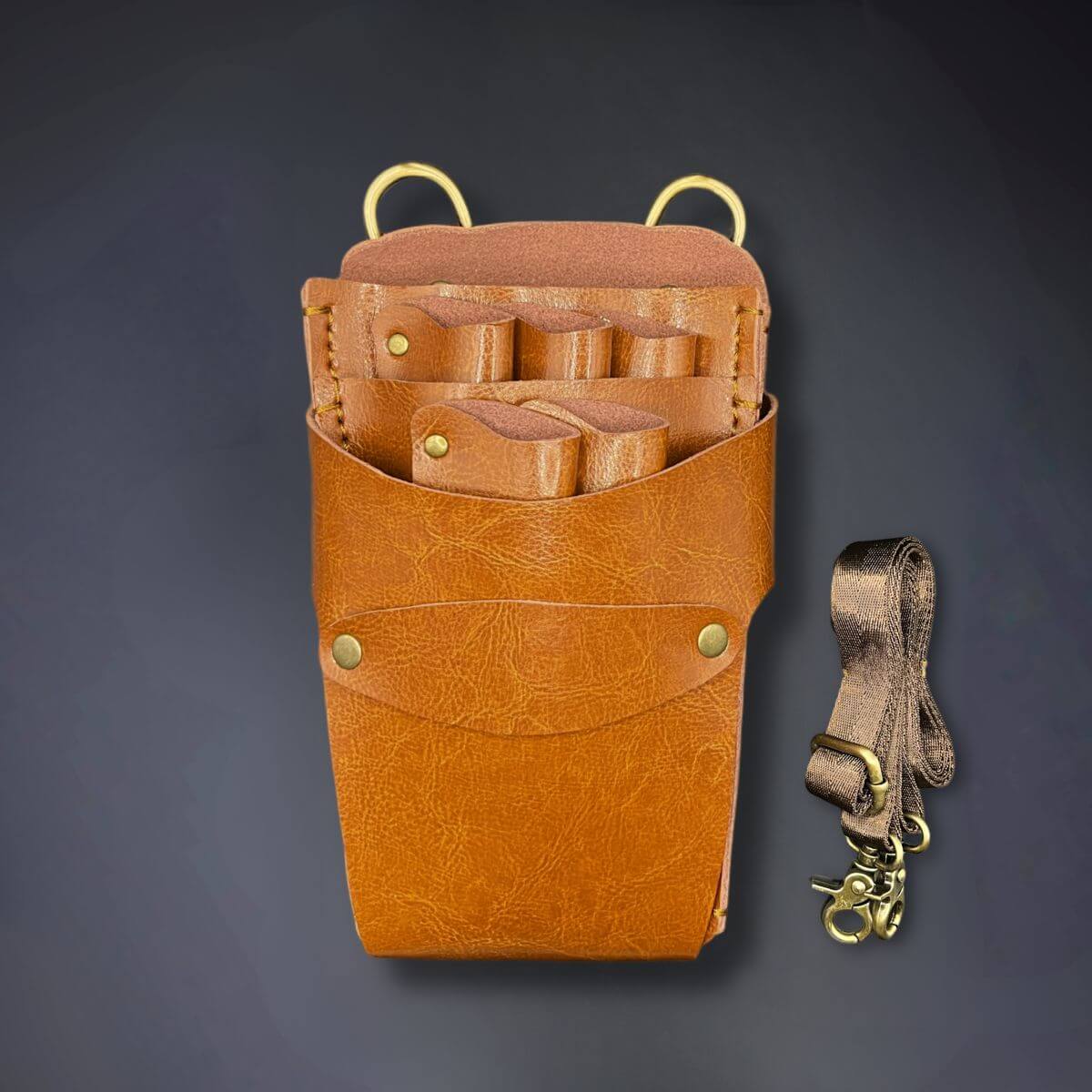 Holster Classic Tabi à Ciseaux en Cuir Camel Juntetsu — 5 Poches