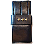 Pochette a enrouler en cuir noir pour huit paires de ciseaux