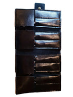 Pochette a enrouler en cuir noir pour huit paires de ciseaux
