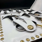 Étui à Ciseaux en Cuir Blanc Premium — 5 Poches