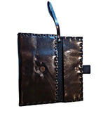 Pochette en cuir de vachette noir pour cinq paires de ciseaux