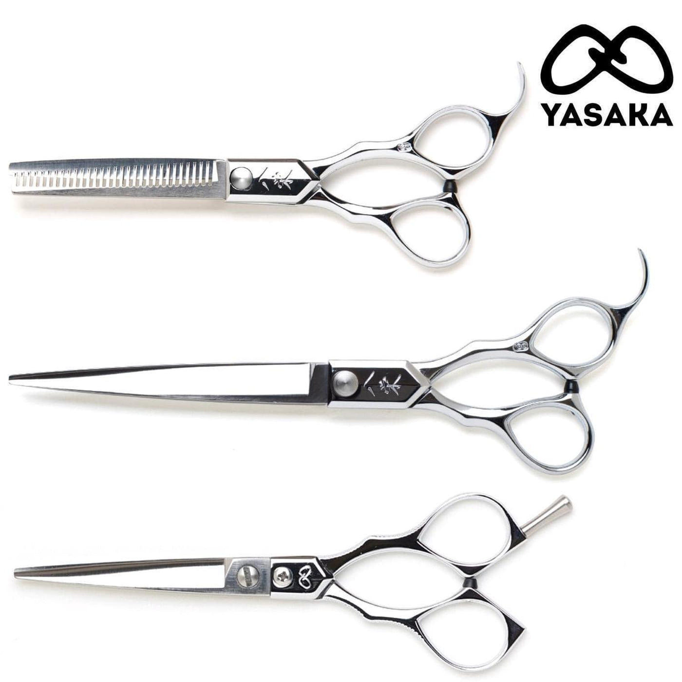 Coffret master 3 pièces Yasaka Barber, ciseaux de coupe et à effiler en acier au cobalt ATS-314