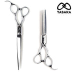Ensemble professionnel de barbier Yasaka, ciseaux de coupe 7 pouces et à effiler en acier ATS-314