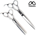 Ensemble professionnel de barbier Yasaka, ciseaux de coupe 7 pouces et à effiler en acier ATS-314