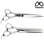 Ensemble professionnel de barbier Yasaka, ciseaux de coupe 7 pouces et à effiler en acier ATS-314